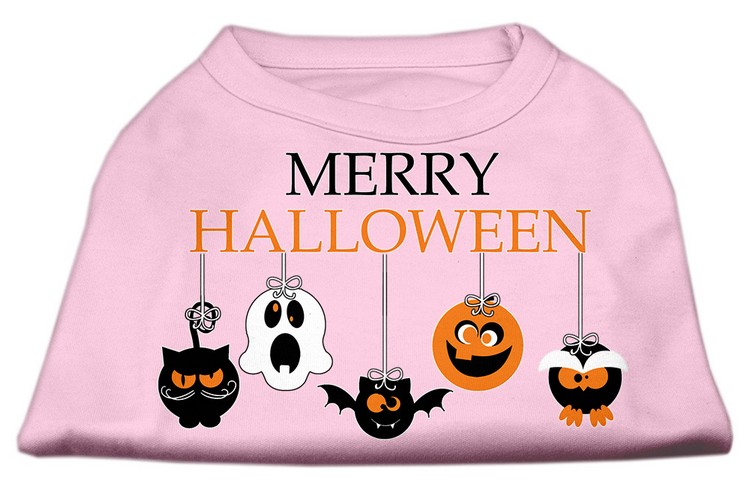 Merry Halloween Screen Print Dog Shirt Light Pink XXL